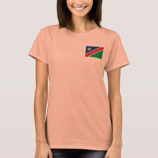 ナミビアの旗と地図Tシャツ Tシャツ (正面)