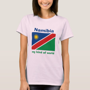 ナミビアの旗+地図+テキストTシャツ Tシャツ