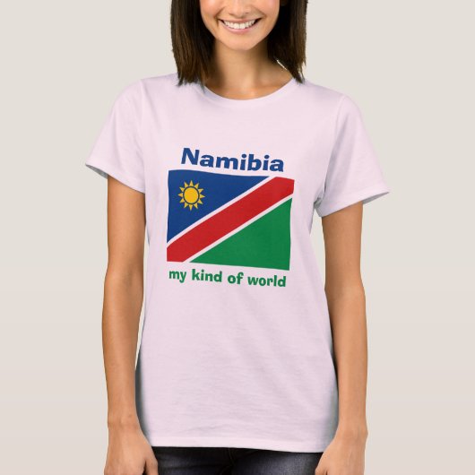 ナミビアの旗+地図+テキストTシャツ Tシャツ (正面)