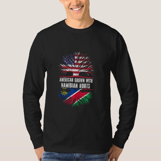ナミビアンルーツアメリカ国旗Namibiで栽培されたアメリカ人 Tシャツ (正面)