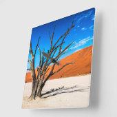 ナミビア,デアドブリの枯れ木 スクエア壁時計 (傾斜)