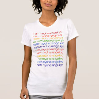 ナム妙法蓮華経レインボーカラフルタイポグラフィ Tシャツ