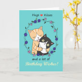 ナメクジやキスの誕生日は猫を望おもしろいむ カード (黄色い花)