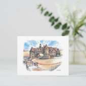 ナラガンセットタワーズ、コーストガードハウスペンとインク ポストカード (スタンド正面)