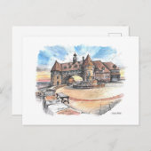 ナラガンセットタワーズ、コーストガードハウスペンとインク ポストカード (正面/裏面)