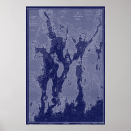 ナラガンセットベイニューポート地図航海のグラフアート ポスター