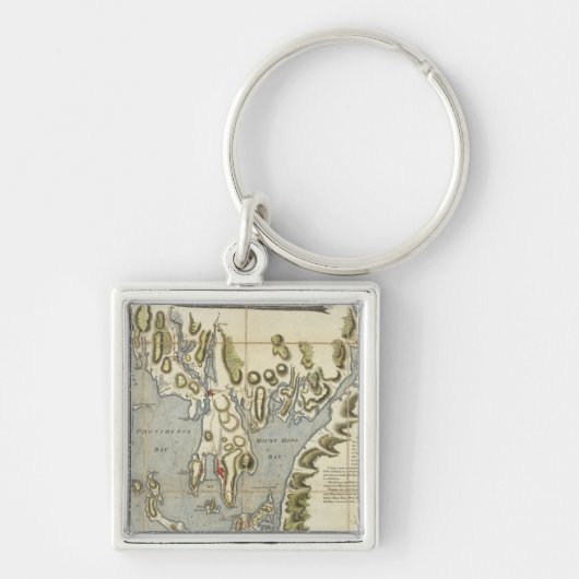 ナラガンセット湾の地形図 キーホルダー (正面)