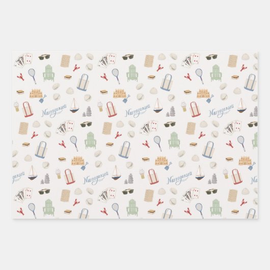 ナラガンセット・ロード・アイランドのビーチファミリーバケーション ラッピングペーパーシート (正面3)