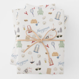 ナラガンセット・ロード・アイランドのビーチファミリー・バケーション ラッピングペーパーシート