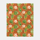 ナラニハワイアントロピカルガーデンコーラル フリースブランケット (正面)