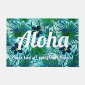 ナラニハワイアントロピカルガーデンティール(緑がかった色) ドアマット (正面)