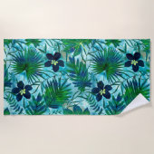 ナラニハワイアントロピカルガーデンティール(緑がかった色) ビーチタオル (正面)