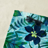 ナラニハワイアントロピカルガーデンティール(緑がかった色) ビーチタオル (インサイチュ)