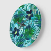 ナラニハワイアントロピカルガーデンティール(緑がかった色) ラージ壁時計 (傾斜)