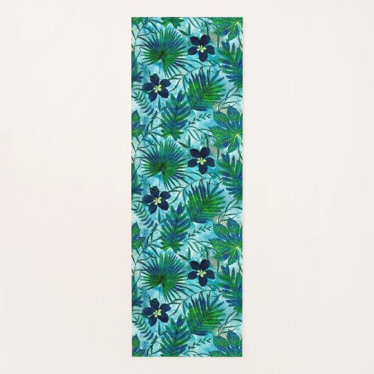 ナラニハワイアントロピカルガーデンリバースティール(緑がかった色) ヨガマット (正面)