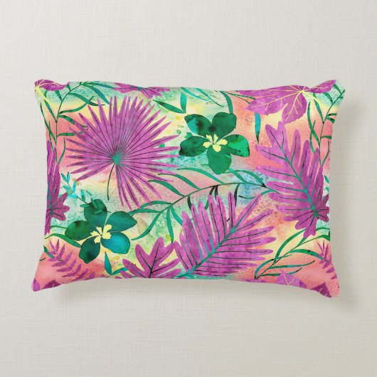 ナラニハワイアントロピカルガーデン明るい赤紫色 アクセントクッション (裏面)