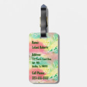 ナラニハワイアントロピカルガーデン明るい赤紫色 ラゲッジタグ (裏面縦)