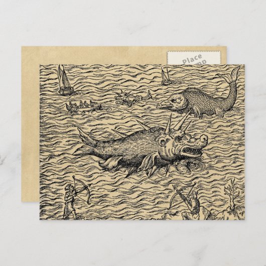 ナラルと中世の海の怪物 ポストカード (正面/裏面)