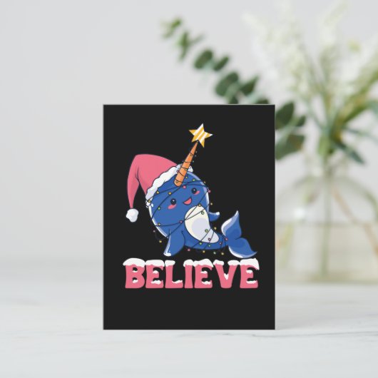 ナラ信じフィルクリスマス雪の妖精のライト シーズンポストカード (スタンド正面)