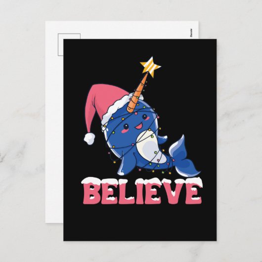 ナラ信じフィルクリスマス雪の妖精のライト シーズンポストカード (正面/裏面)