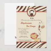 ナリ ジャングル ズー アニマル レックス ベイビー シャワー 招待状 (正面/裏面)