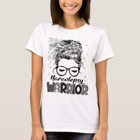 ナルコレプシーと闘う女性 少女 サバイバー Tシャツ (正面)