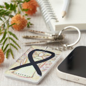 ナルコレプシーエンジェルブラック認識度リボンキーチェーン キーホルダー (正面右)