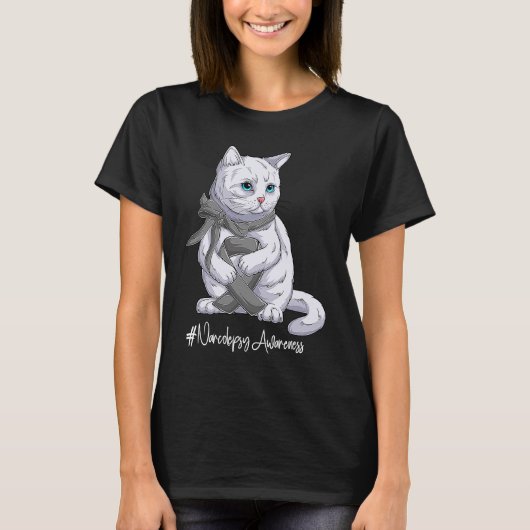 ナルコレプシー啓発月間 グレー リボン ク Tシャツ (正面)