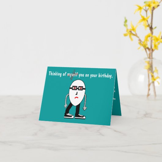 ナルシストおもしろいのヒップスター卵誕生日カードギフト カード (黄色い花)