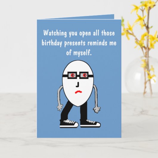 ナルシストおもしろいのヒップスター卵誕生日カードギフト カード (黄色い花)