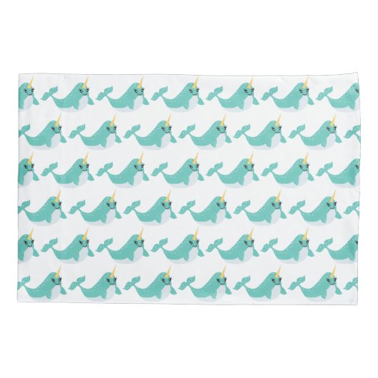 ナルハールの魔法の北極圏のクジラの漫画 枕カバー (裏面)