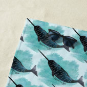 ナルファオンターコイズ水彩ハート パーソナライズされた ビーチタオル (インサイチュ)