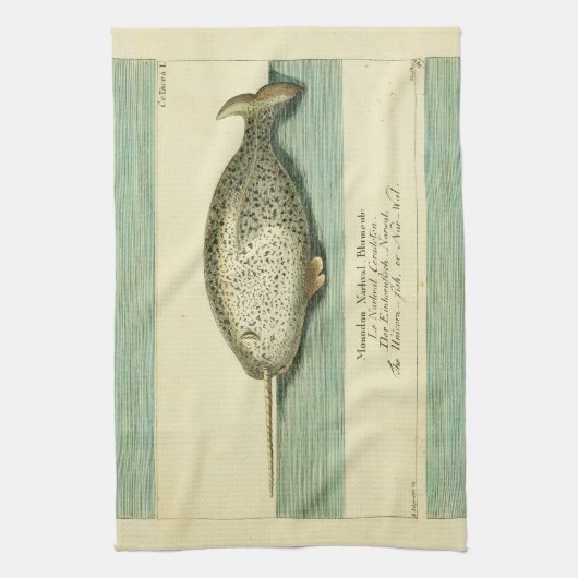 ナルファルアンティークホエールウォーター色科学アート キッチンタオル (縦)