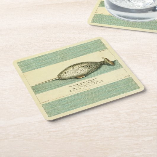 ナルファルアンティークホエールウォーター色科学アート スクエアペーパーコースター (アングル)