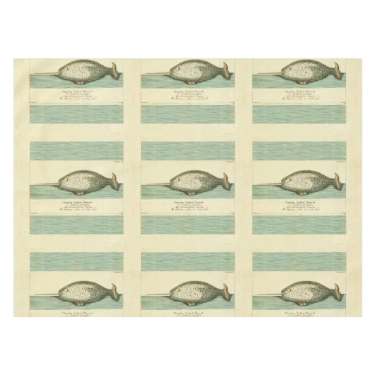 ナルファルアンティークホエールウォーター色科学アート テーブルクロス (正面(横))