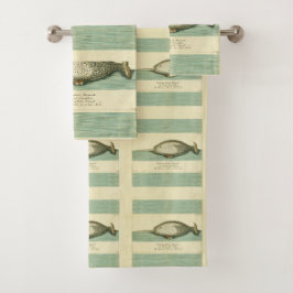 ナルファルアンティークホエールウォーター色科学アート バスタオルセット