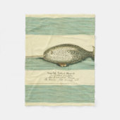 ナルファルアンティークホエールウォーター色科学アート フリースブランケット (正面)