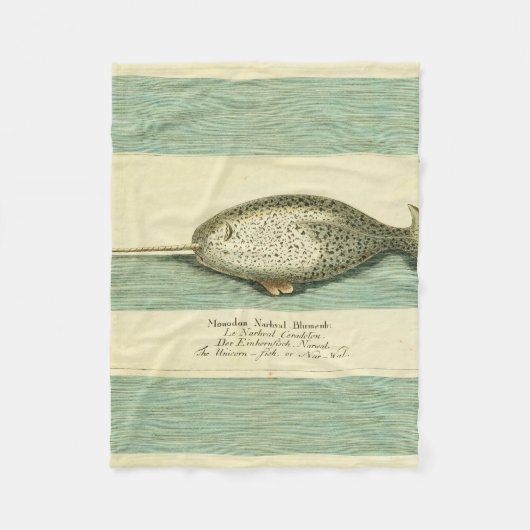 ナルファルアンティークホエールウォーター色科学アート フリースブランケット (正面)