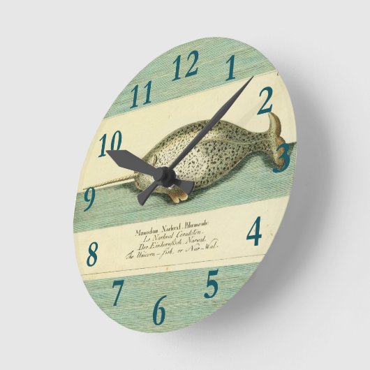 ナルファルアンティークホエールウォーター色科学アート ラウンド壁時計 (傾斜)