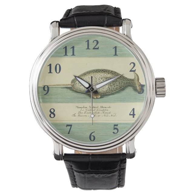 ナルファルアンティークホエールウォーター色科学アート 腕時計 (正面)