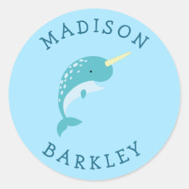 ナルファルキッズキュート鯨封筒用シールシール ラウンドシール