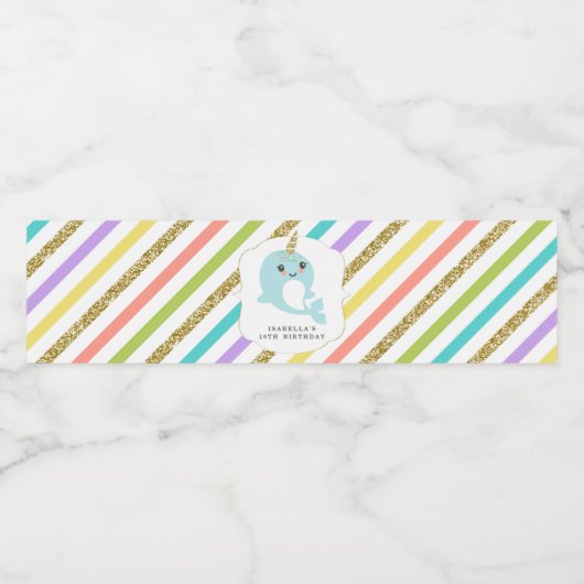 ナルファルパーソナライズされたガールバースデーパーティーの好意 ペットボトルラベル (シングルラベル)