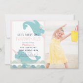 ナルファールウェーブズシーピンクガール誕生日写真Inv 招待状 (正面)