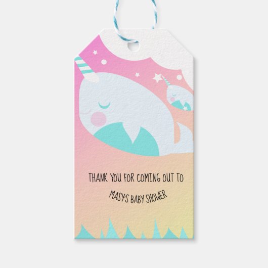 ナルホエーグラデーションル赤ちゃんシャワー ギフトタグ (正面)