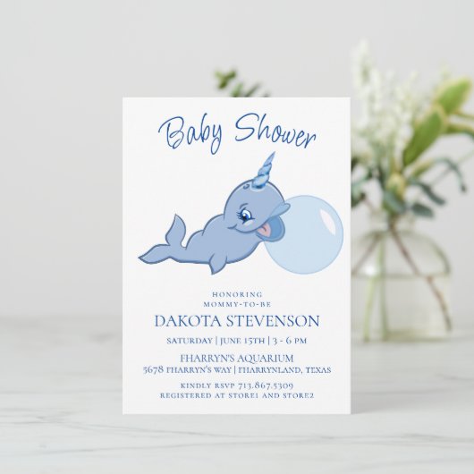 ナルホールブルー |かわいいバブルガムベビーかわいい 招待状 (スタンド正面)