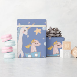 ナルホールマーメイドユニコーンドラゴンパステルパーソナライズされた ラッピングペーパー