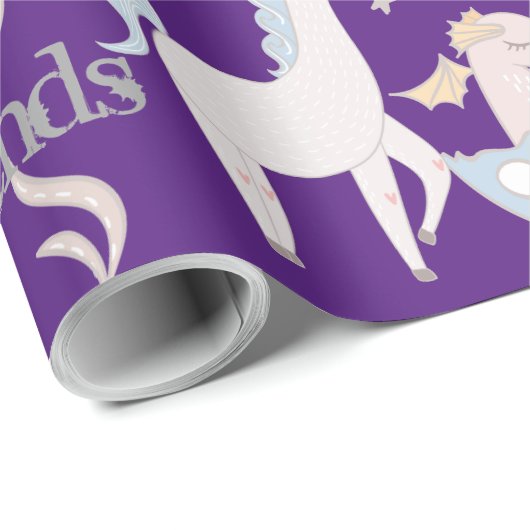 ナルホールマーメイドユニコーンドラゴンパステルパーソナライズされた ラッピングペーパー (ロールコーナー)