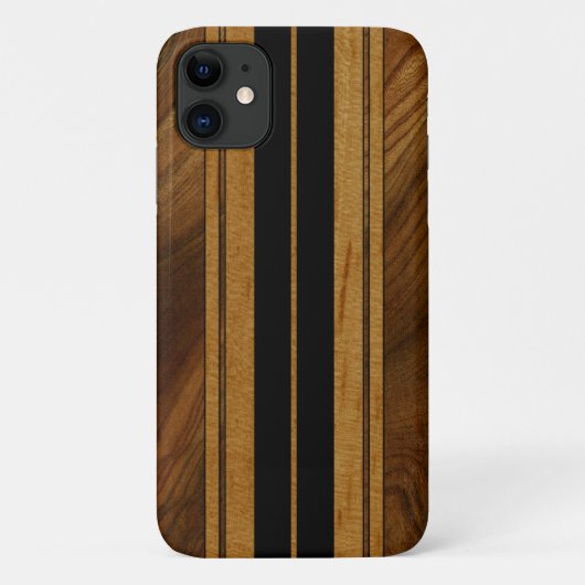 ナルムアコーウフェイクウッドサーフボードブラック Case-Mate iPhoneケース (裏面)