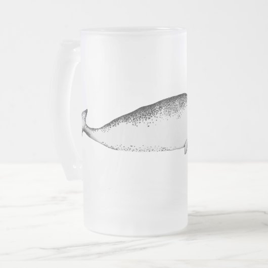 ナルワルユニコーンシーイラストレーションホエールラバーギフト フロストグラスビールジョッキ (正面左)
