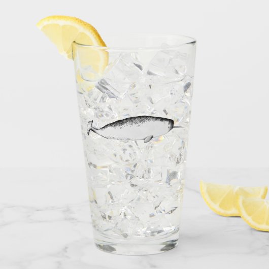 ナルワルユニコーンシーイラストレーションホエール恋人 タンブラーグラス (アイス正面)